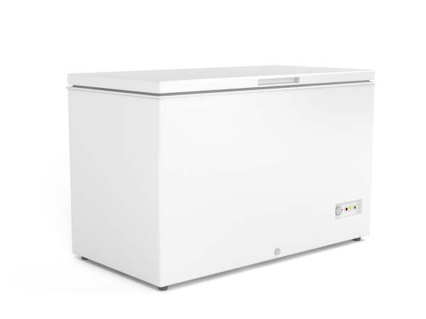 Chest freezer on white background